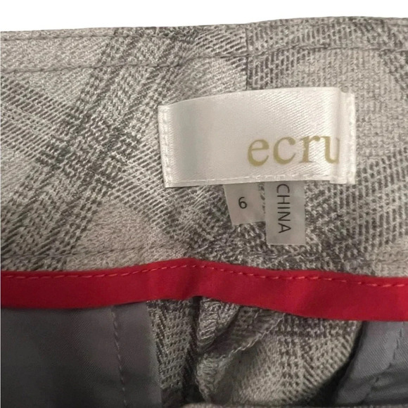 NWT Ecru Mayfair Grey Plaid Work Pants size 6 - Picture 3 of 4